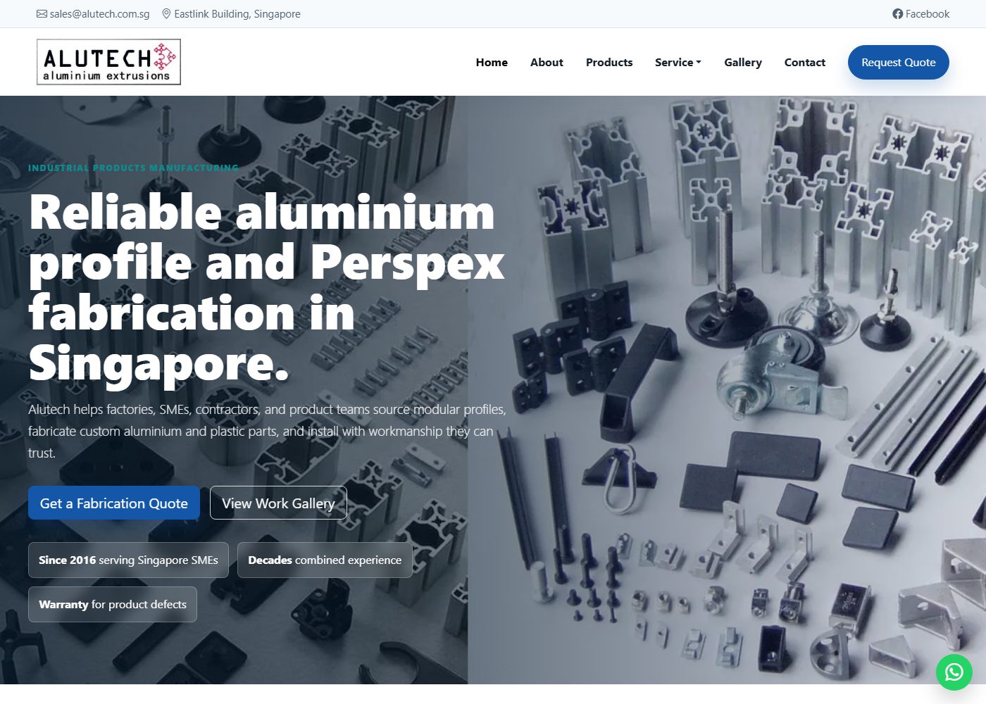 Completed website work for Alutech Singapore